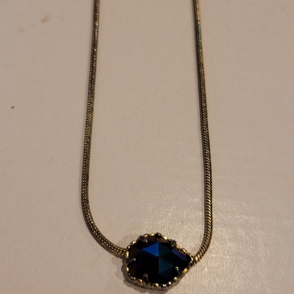 * READ * Rare Kendra Scott Cobalt Iridescent Necklace 14K Gold Plated over Brass - Picture 11 of 16